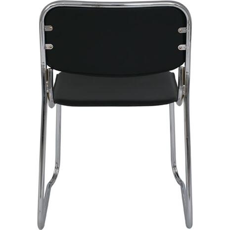 CAMPUS Καρέκλα Επισκέπτη Γραφείου, Στοιβαζόμενη Χρώμιο Μέταλλο, Hard PVC Μαύρο (Ε553,1) (Μαύρο)